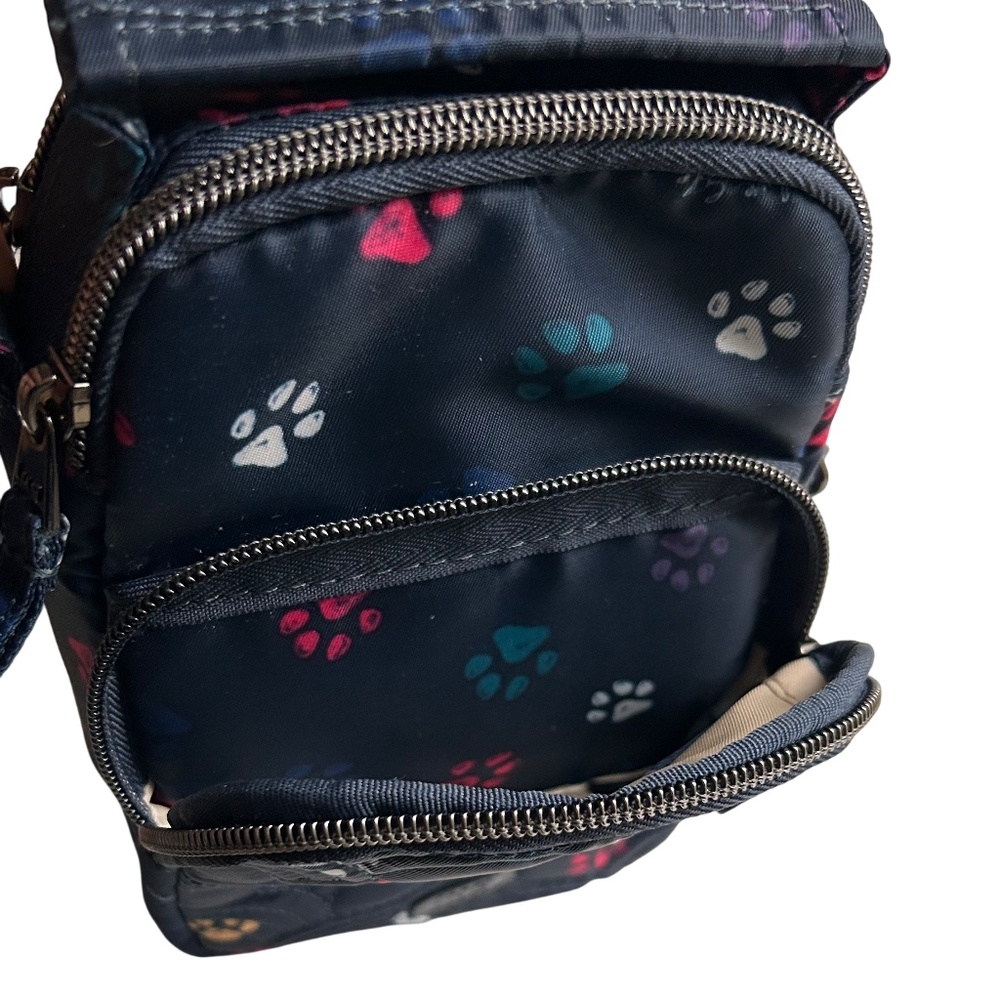 Lug Skeeter Mini Convertible RFID Crossbody Bag Paws Navy Print - Picture 12 of 15